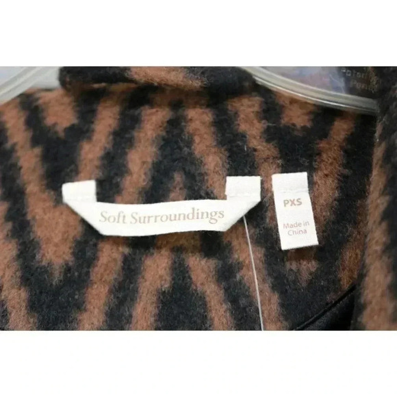 Soft Surroundings Chamonix Duster Black Brown Chevron-PXS-Wool Blend-New w/Tags - Picture 4 of 10